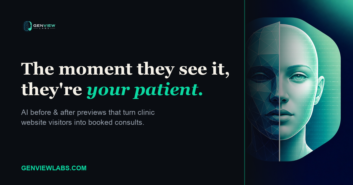 GenView Labs — AI before & after previews that turn clinic website visitors into booked consults